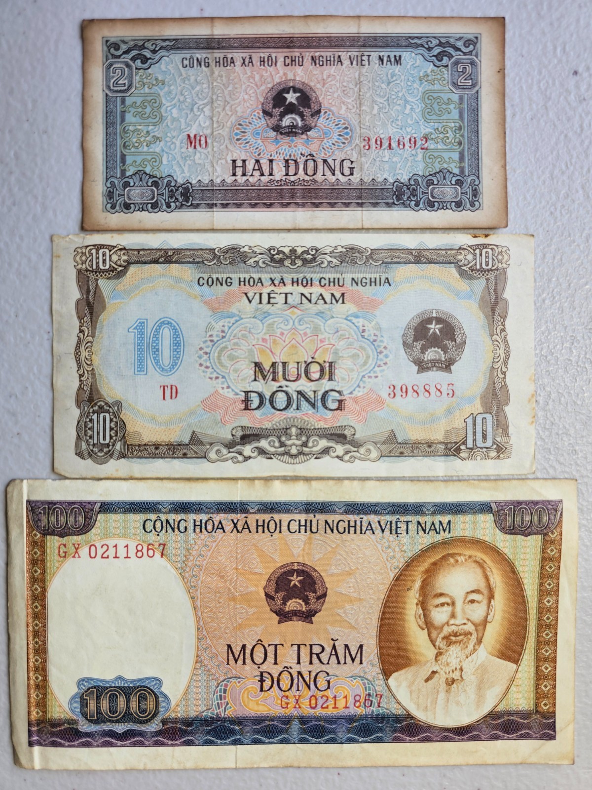 Vietnam 2 to 100 Dong 1980, Set of 3