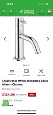 Crosswater MPRO Basin Mixer TAP Monobloc Chrome Code PRO110DNC . ONE of THREE