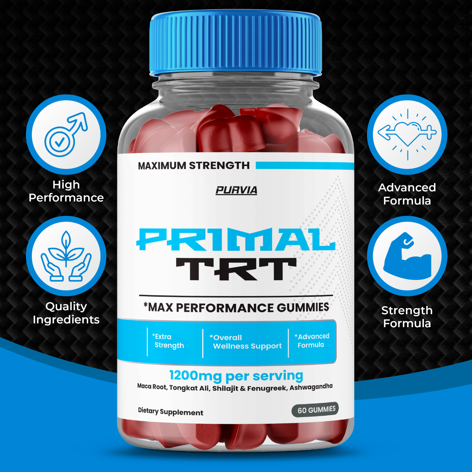 (5 Pack) Primal TRT Gummies For Men PrimalTRT Male Growth Enhancement (300 ct)