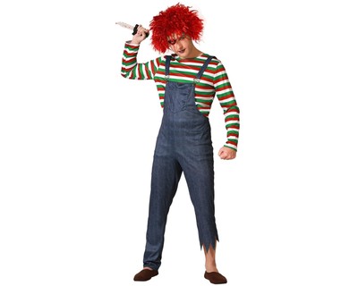 Atosa Costume Doll Striped T-Shirt, Broken Cowboy Style Child and Spooky Image M