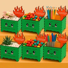 6 Set Dumpster Gift Bulk Desk Wooden Funny Pencil Holders with Tag Thanksgivi...