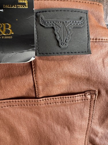 L&B Lucky Blessed Laredo Faux Leather High Waisted Western Flare Pants Size 12 - Picture 6 of 13