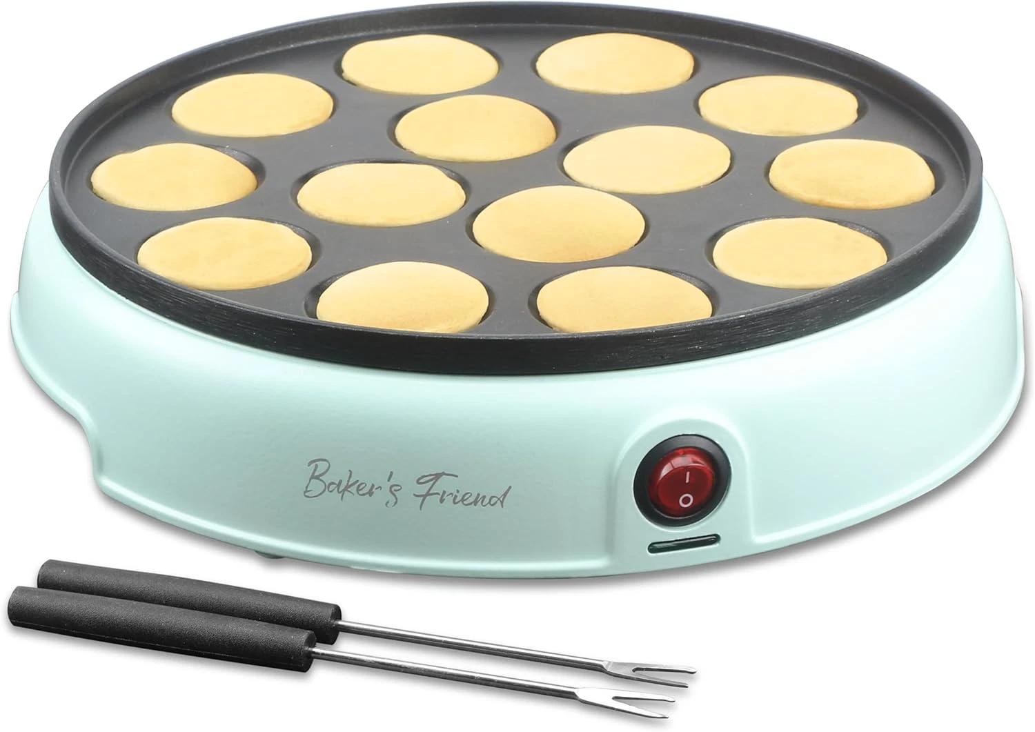 Mini Pancakes Maker Machine, Dutch Mini Pancake Griddle, 14 Holes Electric Poffe