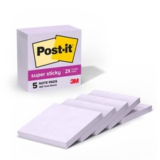 Post-it Super Sticky Notes, 5 Note Pads, 3 x 3 Small, Orchid Frost