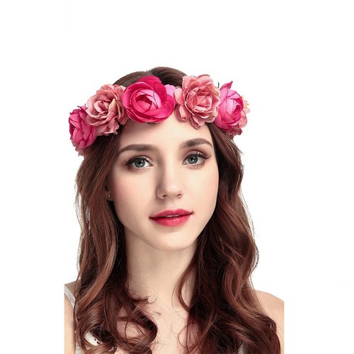 Flower Headpiece Hair Wreath, Polyester Flower Crown Headband - Picture 5 of 6
