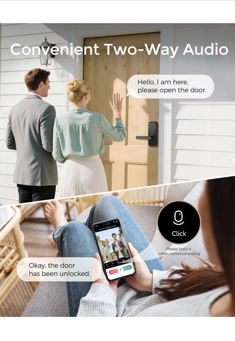 ARPHA Smart Video Door Lock 6-in-1 Keyless Entry Wi-Fi Deadbolt Handle Doorbell