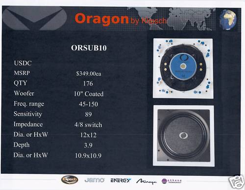 1-Oragon by Klipsch haut-parleurs Stero muraux ORSUB10 neufs - Photo 1 sur 1