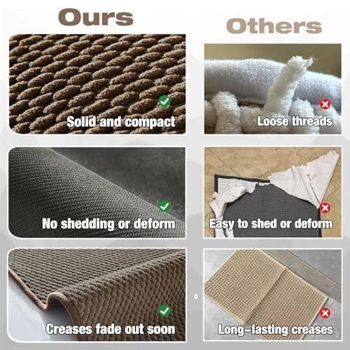 Bathroom Rugs Non Slip Washable Bath Rugs Super Absorbent 16"x24" Brown - Picture 4 of 7