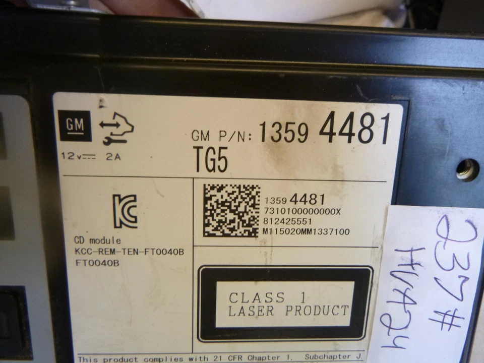 14 15 Buick Regal Chevrolet Impala GMC Yukon TG5 reproductor de CD 13594481 HVA24 Foto 3 de 4