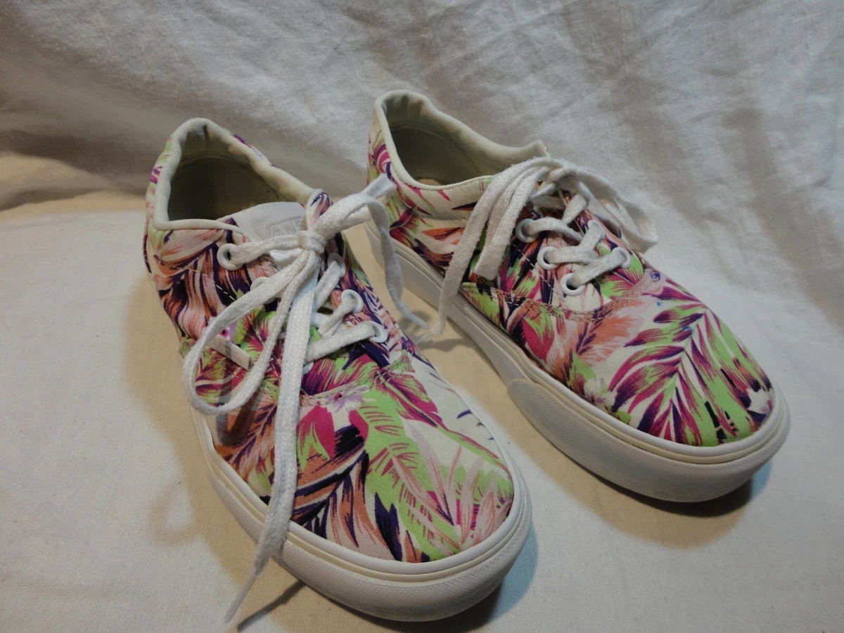 VANS 721356 Size 6 Women s Tropical Design Pink Green Tennis Shoes