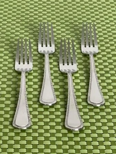Pfaltzgraff BELLA Stainless 4 Salad Forks 18/8 Scroll Edge Glossy Flatware