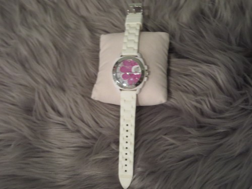 Coach Purple Flower White Silicone Band Stainless Steel Water Resistant Watch - Picture 2 of 3