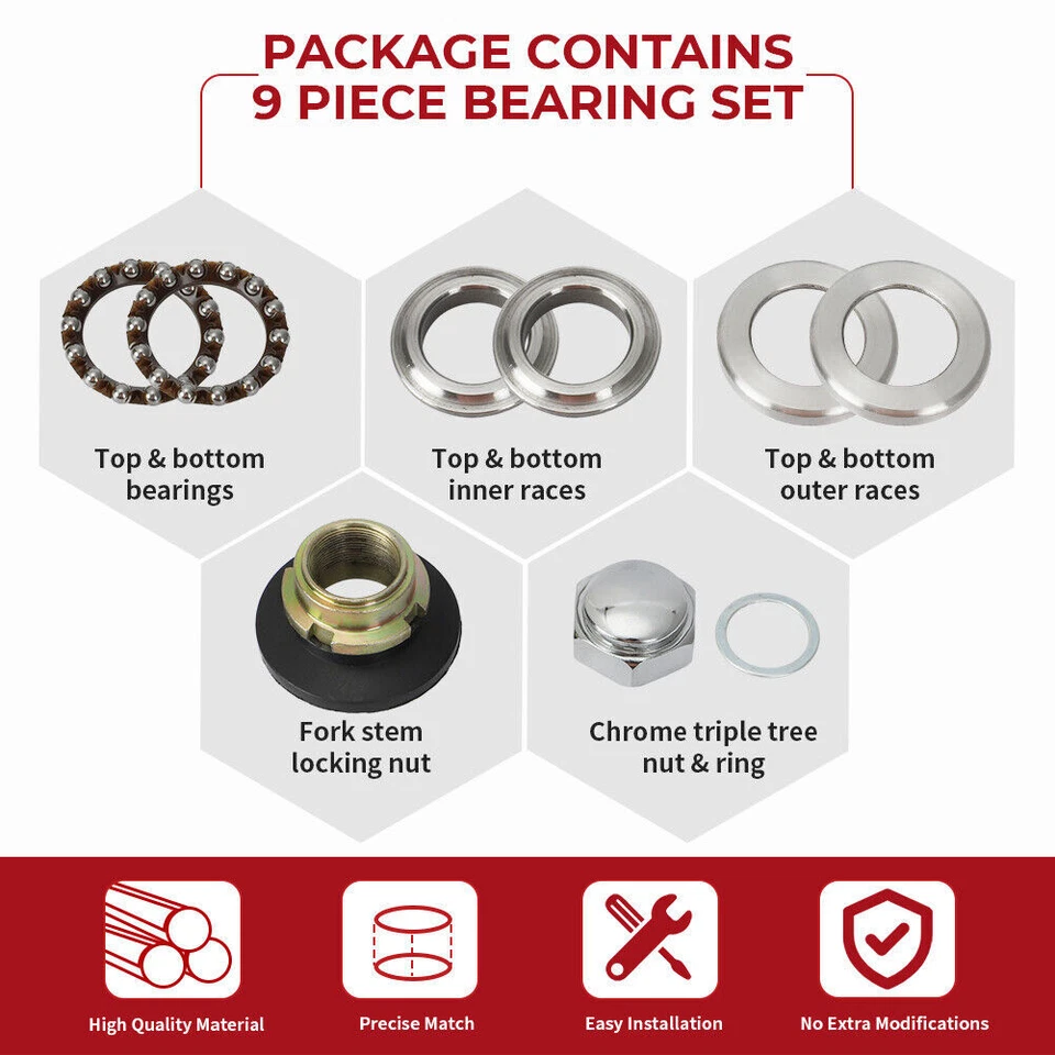 Cojinete de vástago de dirección para Honda XR50R XR70R XR75 XR80 XR100 XR185 XR200 1973-03 Foto 3 de 4