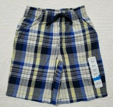 NEW Jumping Beans Kohls Boys Elastic Waist Shorts 5/6 7 Navy Yellow Tan Plaid