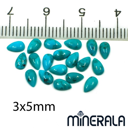 NATURAL PRESSED TURQUOISE LOOSE GEMSTONE PEAR CABOCHON 3x5mm-15x20mm WP00081 - Picture 8 of 20
