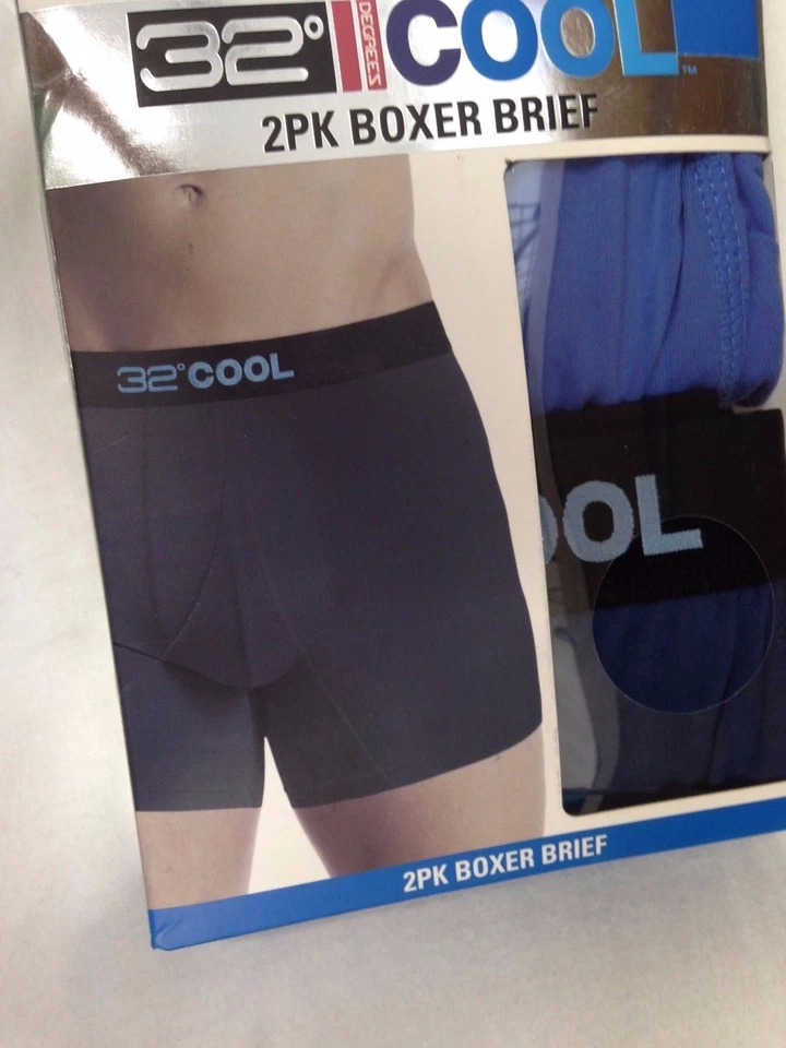 $48 32 grados Cool Hombres Ropa Interior Azul Micro Elastizado Paquete de 2 Calzoncillos Boxer Talla S Foto 3 de 3