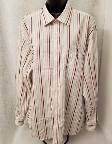 Lacoste Mens Shirt Size 45 XXL 2XL 2X Large Yellow Green Blue White Red Striped
