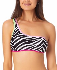 California Waves Juniors Animal Printed Asymmetric Bikini Top - S - Multicolor