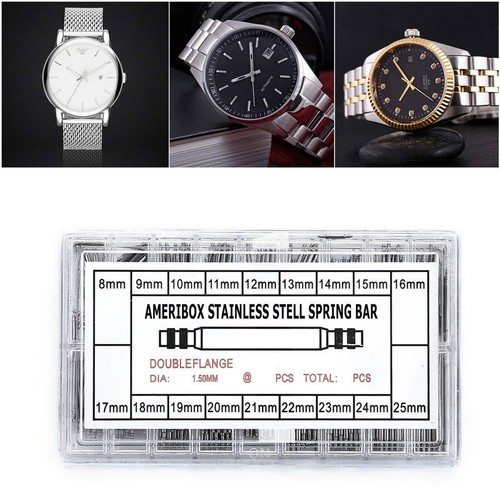 Watch Strap Spring Bars Pins Strong Stainless Steel Double Flanged Sizes 8-25 mm - Picture 5 of 5