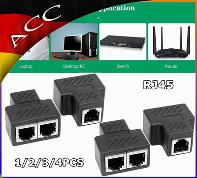 1-4X RJ45 Y Netzwerk Lan Verteiler Adapter 1zu2 Splitter Cat6A Ethernet Kabel