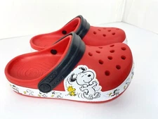 Crocs Peanuts Fun Lab Kids Snoopy Woodstock Red Size 1 Kids Rare