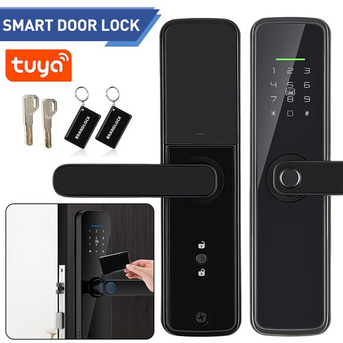Smart Door Lock with Handle, Fingerprint Keyless Entry Biometric Smart Locks - Picture 2 of 14