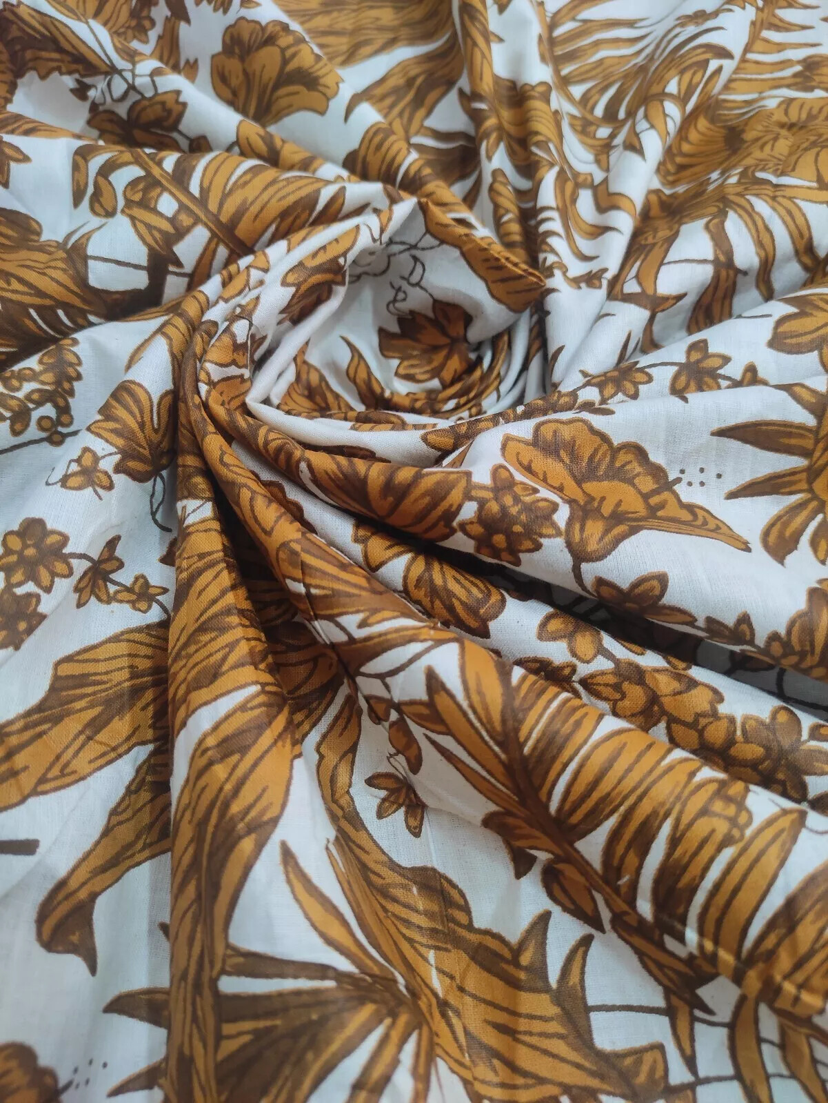 Tela de costura artesanal natural con estampado Triveni 100 % algodón indio hecho a mano de 5 yardas