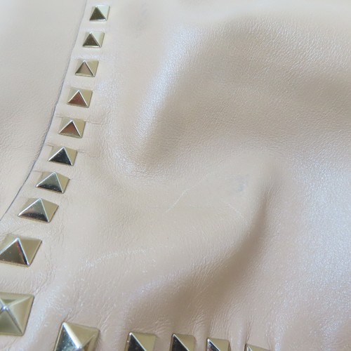 Valentino GHW Rockstud Large Shoulder Handbag 2 Way Calfskin Leather Beige - Picture 23 of 24