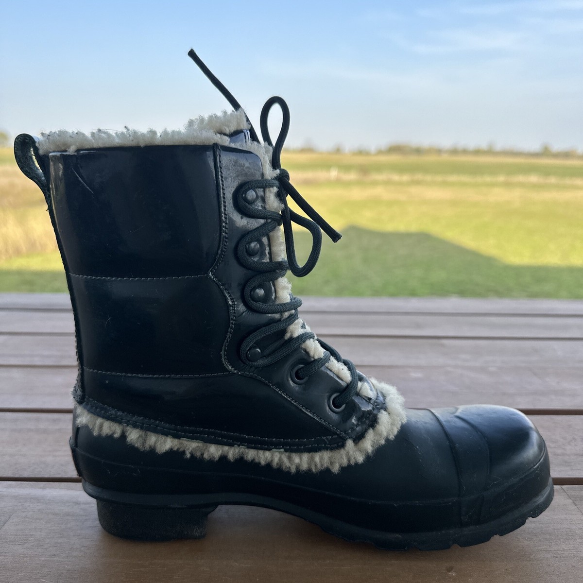 美中古 HUNTER ORIGINAL SNOW QUILT BLACK 24cm 黒ハンター スノー 