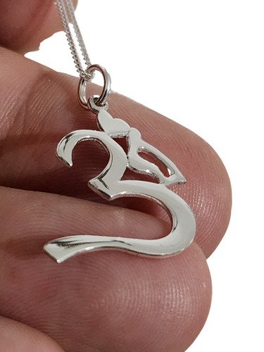 Om Necklace Pendant 925 Sterling Silver 18" Buddhist Jewellery Boxed Namaste - Picture 24 of 24