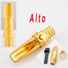 Gold Plated Copper Alto Saxophone Mouthpiece Bullet Shape # 5-8 w/Ligature 1PC