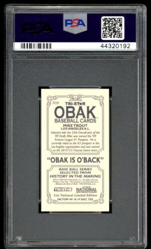 2010 Tri-Star Obak Mini #N28 MIKE TROUT 31st National Promo RC PSA 10 Gem Mint - Picture 2 of 2