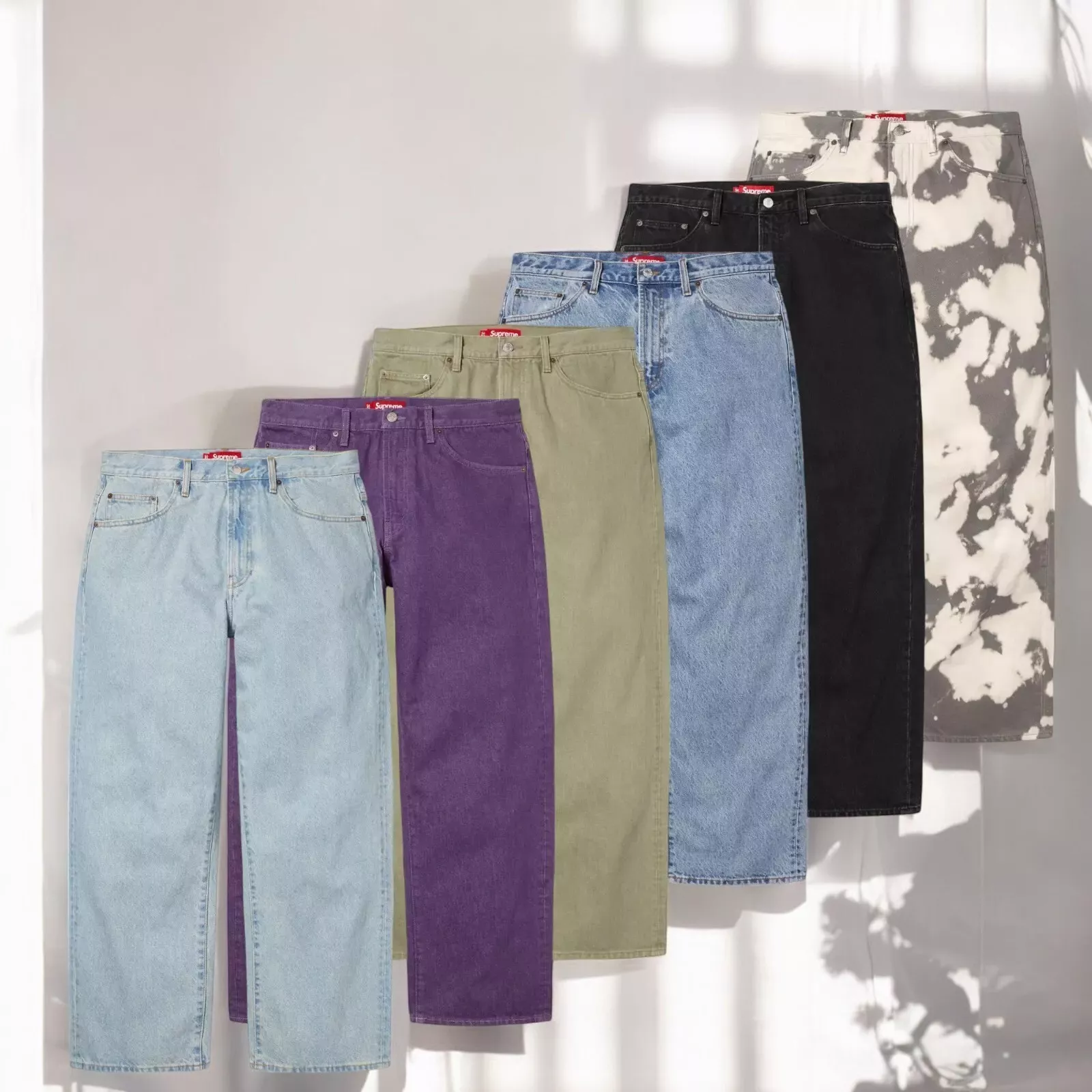 Supreme Baggy Jean 25SS semaine1 6 couleurs 13 oz denim brodé logo JAPON