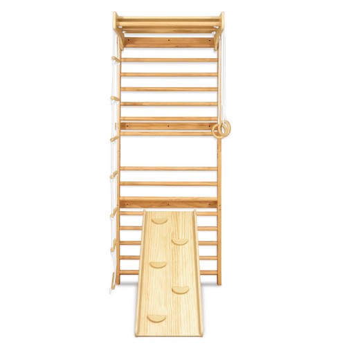 Kletterwand Klettergerüst Sprossenwand Kinder Turngeräte mit Klimmzugstange `^ - Bild 11 von 12