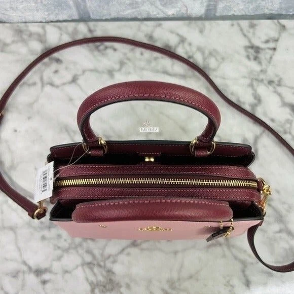 Borsa a tracolla Coach Mini Lillie in polvere vino rosa polvere multi