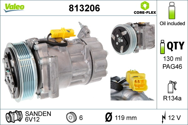 Compresseur de climatisation Valeo 813206 contre la chaleur en voiture