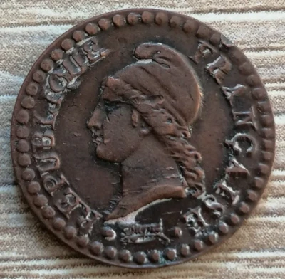 Un centime Dupré, Ière République AN 7 ( 53/50 ) Grand 7 - Paris en cuivre - Photo 1/2