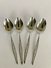 Set of 4 VINTAGE Carlton Stainless Flatware CAS1 7-1/8" Oval Soup Spoons EUC