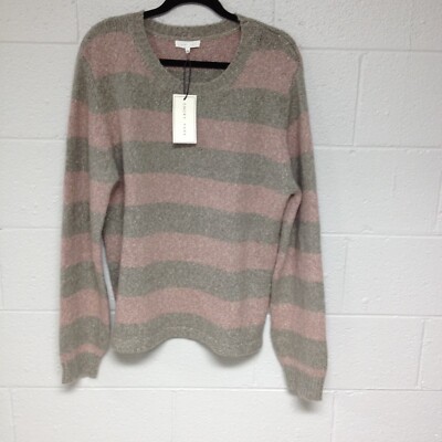EMORY PARK Oversized Sweater Size Large Dusty Rose & Gray Striped Chic & Cozy