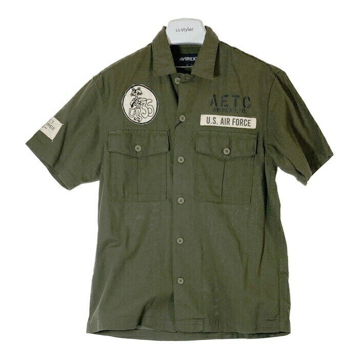 Avirex Military Short Sleeve Shirt Khaki Size M Used Casual Avirex Military Short Sleeve Shirt Khaki Size M Used Casual