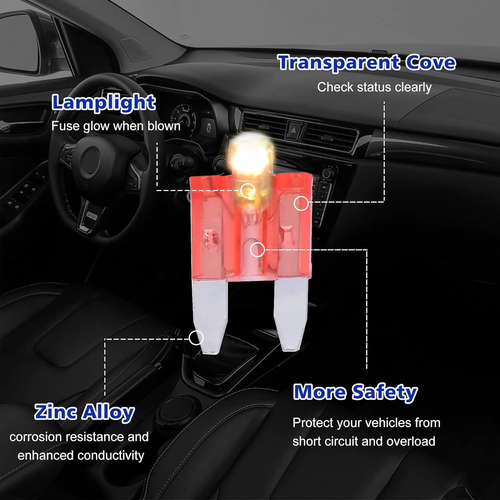 Glow Fuse Mini Blade Automotive Fuse Glow When Blown Smart Auto Glow Fuse Easy I - Picture 7 of 12
