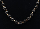with Gold Accents Beaded 15.5" Necklace #Bgn014 10K Gold 8 mm Round Black Onyx