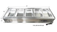 Techtongda Full Size Pan Food Warmer Steam Table 5TA,Lids&Pans Included,110V