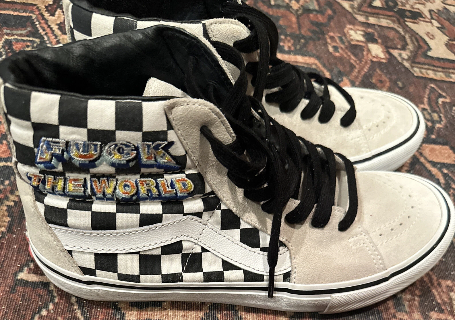 SUPREME + VANS Sk8 Hi F**k The World   Blanc 2019 Taille 8,5