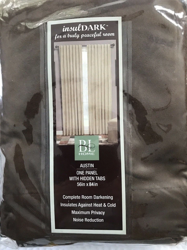 B L Home Brown Insul Dark Back Tab Panel New Complete Room Darkening 56 x 84  - Image 4 of 4