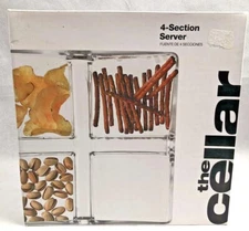Macy's - The Cellar - Glass 4-Section Server Set - Square - Party Tray Dish  EUC