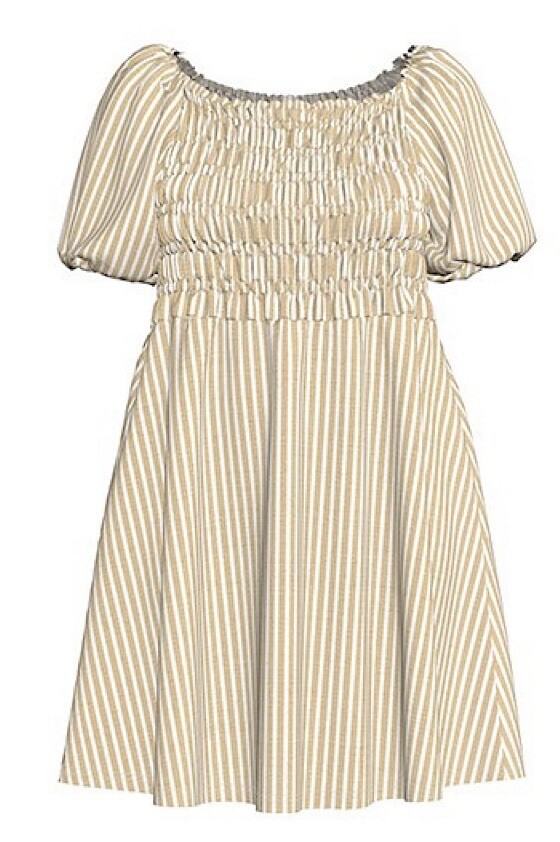 NWT LuLaRoe XL Alina Nap Dress Bubble Sleeves Pockets Yellow Striped