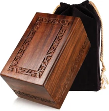 Wooden Urn for Human Ashes Adult Male Female - Large 200 Lbs Capacity - Handcraf