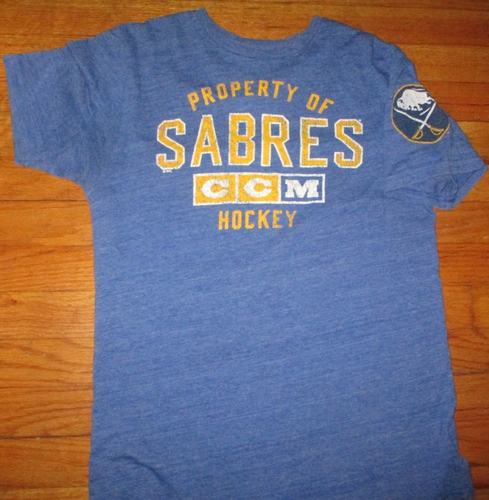 Blue CCM Property Of BUFFALO SABRES T Shirt Small 50% Cotton 50% Polyester - Picture 2 of 3