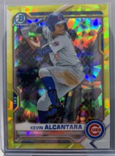 2021 Bowman Draft Sapphire Edition KEVIN ALCANTARA YELLOW REFRACTOR /99 CUBS